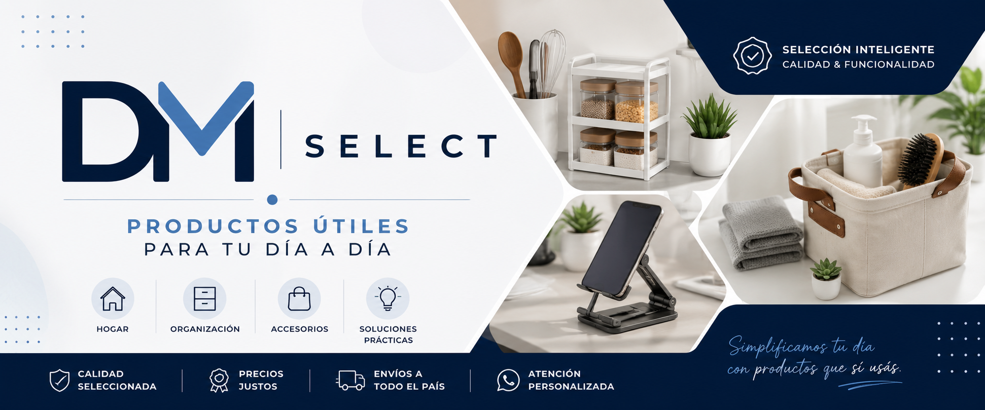 Productos de hogar, organización y accesorios seleccionados por DM Select